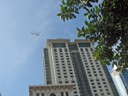 Chopper landing on top of building